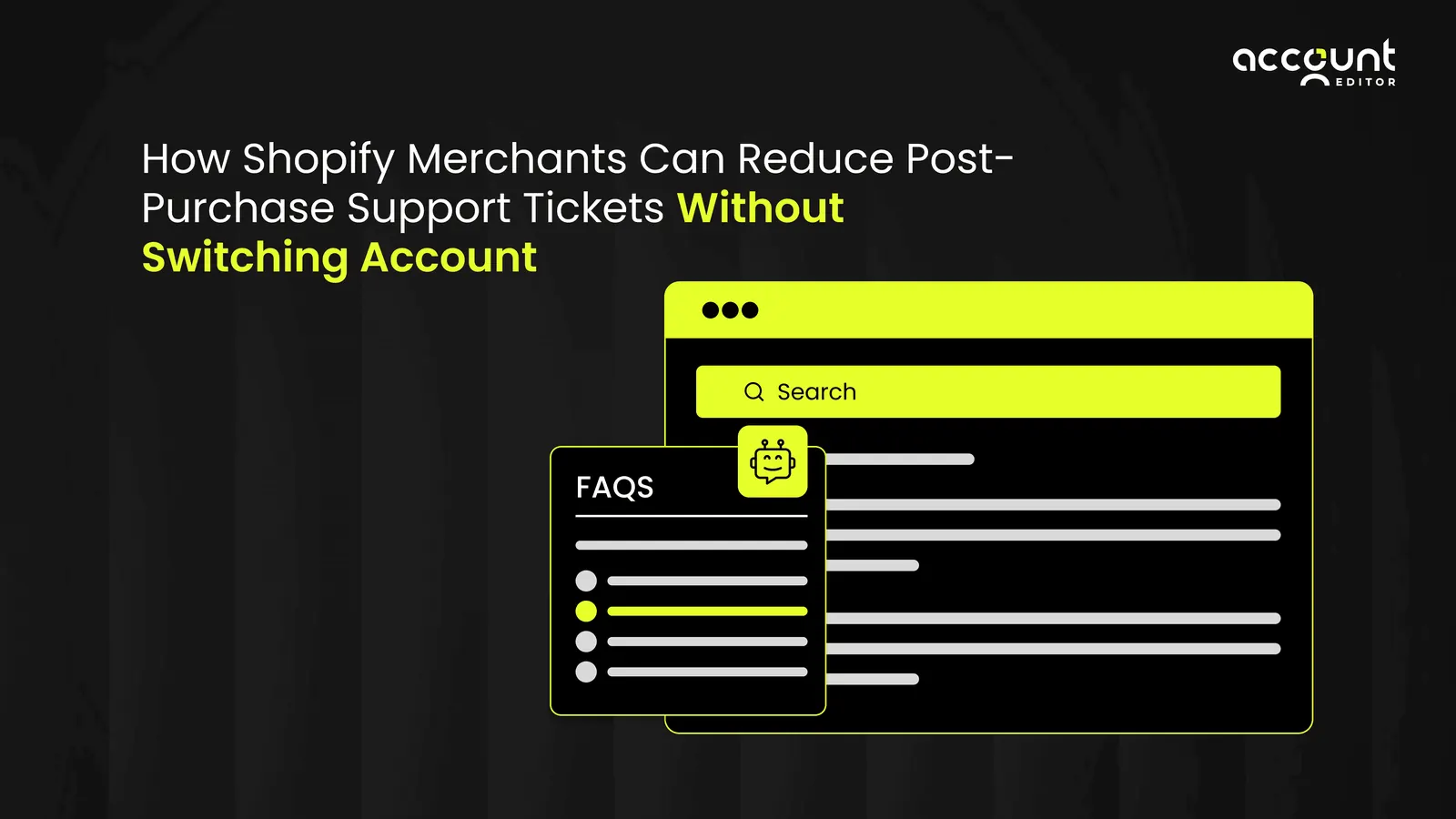 Illustration showing how Shopify merchants reduce support tickets on legacy customer accounts using post-purchase self-service options without upgrading customer accounts.