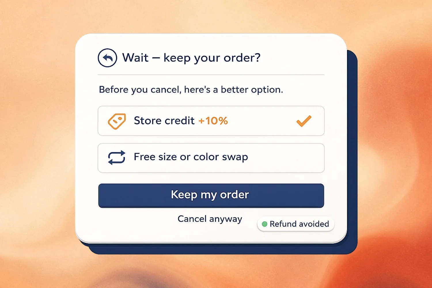 Cancel Deflection feature preview in the Account Editor Shopify app
