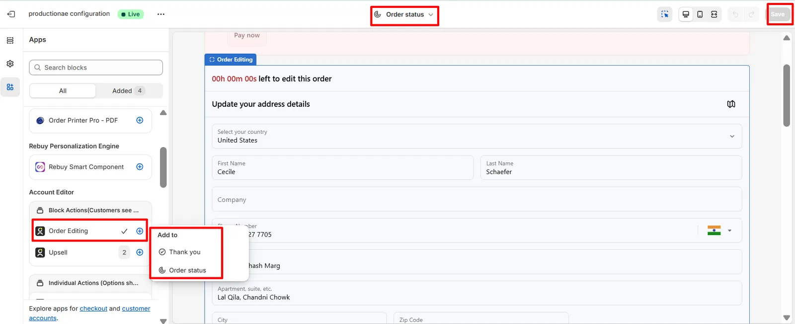 Adding Account Editor block