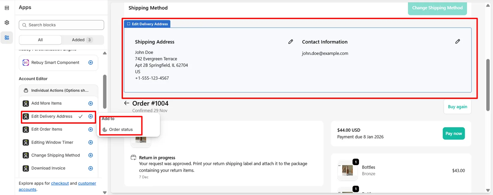 Edit Address Individual Block.