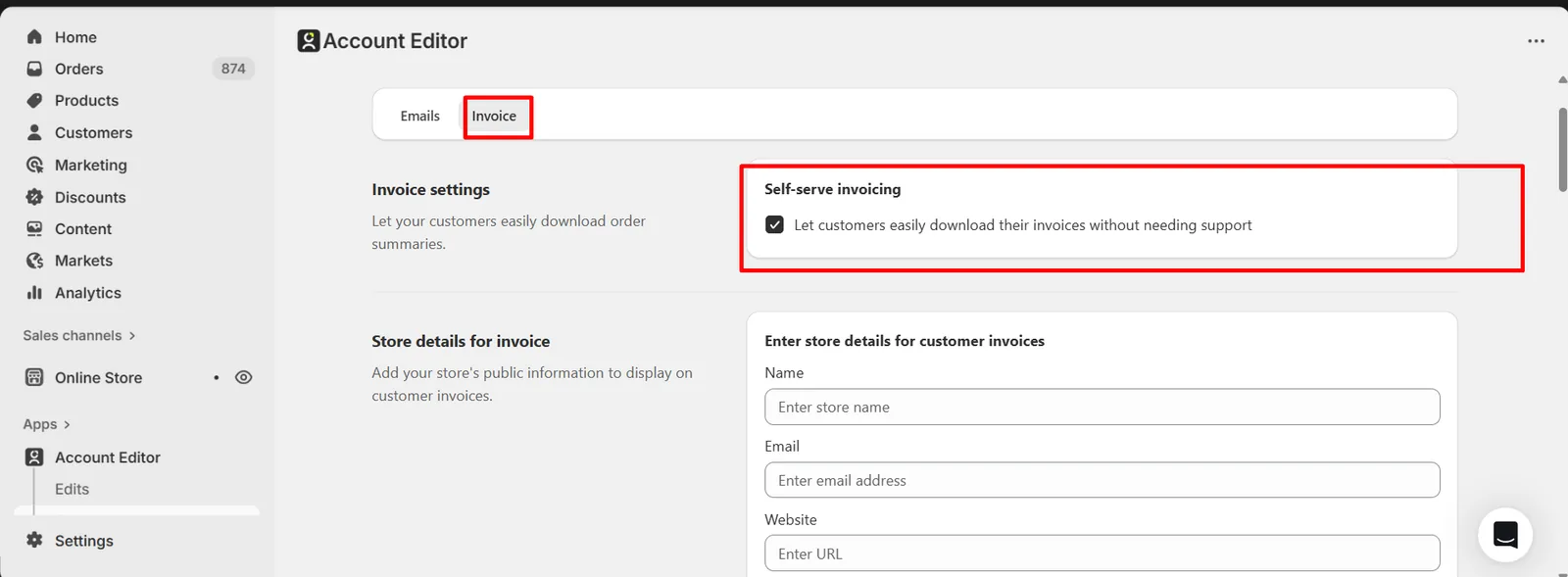 Enable Invoice