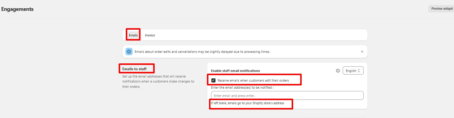 Internal staff notification toggle