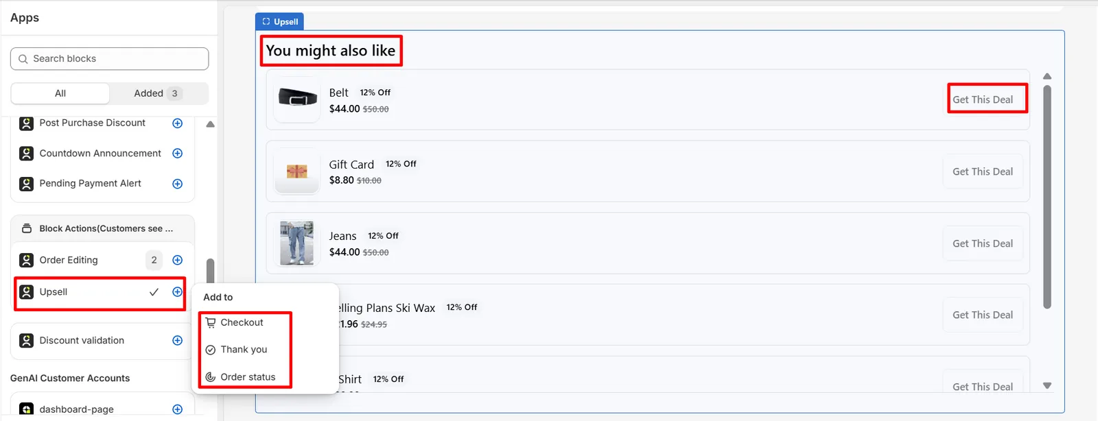 Upsell Block